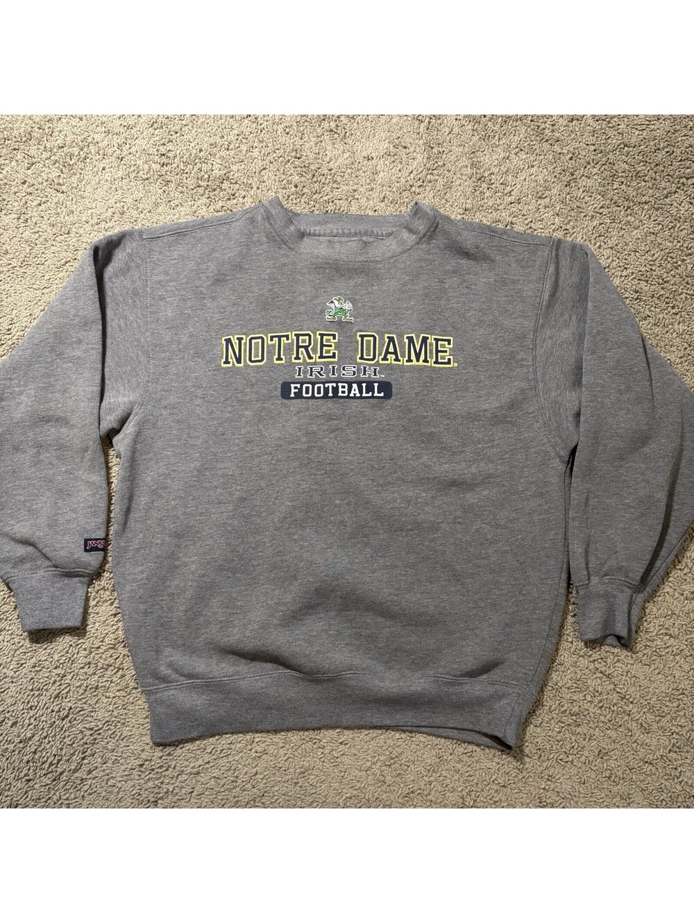 Vintage JanSport Notre Dame Fighting Irish Football Crewneck Sweatshirt Gray M
